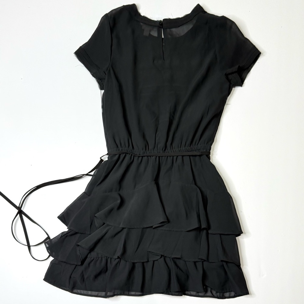 Converse Black Ruffled Short Sleeve Mini Dress Skater Soft Grunge Size Small